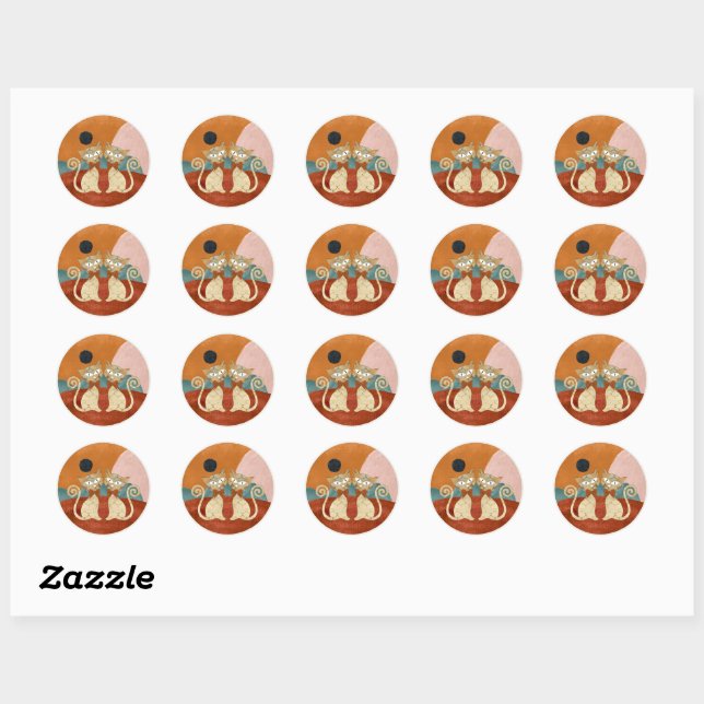 Sticker Rond Chat Du Milieu Du Siècle Moderne Du Milieu Du Sièc (Feuille)
