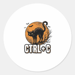 Sticker Rond Chat effrayant CTRL C Conception vectorielle Hallo