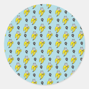 Sticker Rond Chat en banane