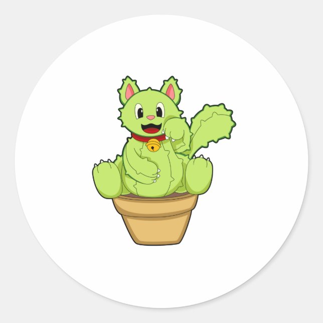 Sticker Rond Chat en cactus (Devant)