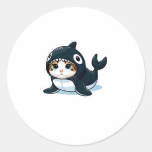 Sticker Rond Chat en costume Orca