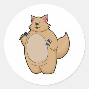 Sticker Rond Chat en tant que joueur de fléchettes