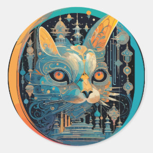 Sticker Rond Chat étrange qui fixe vos phares