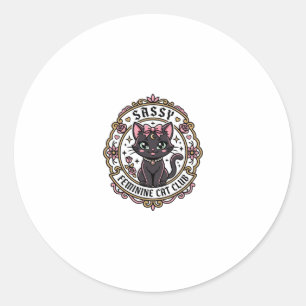 Sticker Rond Chat Féminin Impertinent Design pour Amateur de Ch