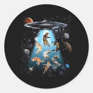 Sticker Rond Chat Galaxy Chat Ufo Chat Chat Propriétaire Du Cha
