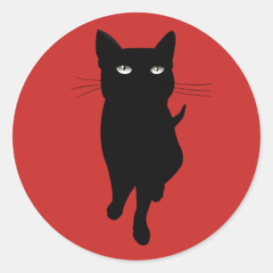 Sticker Rond Chat gothique noir