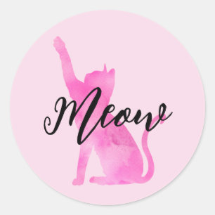Sticker Rond Chat Kitty Meow Rose