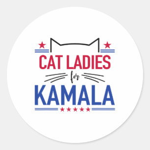 Sticker Rond Chat Ladies For Kamala Funny Chat 2024 Président K