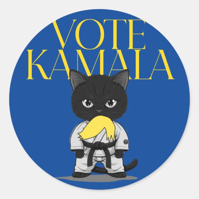 Sticker Rond Chat Ladies for Kamala Harris Sticker, Anti-Trump (Devant)