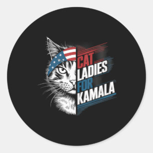 Sticker Rond Chat Ladies For Kamala President Kamala Harris 202