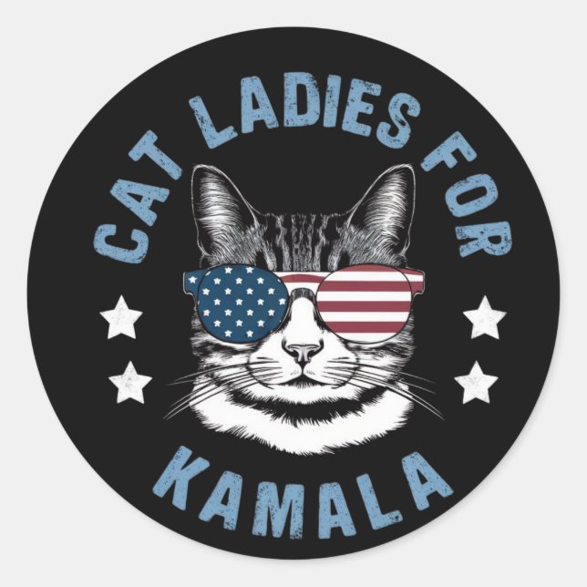 Sticker Rond Chat Ladies Pour Kamala (Devant)