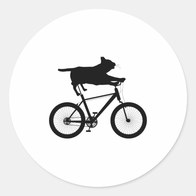 Sticker Rond Chat meh équitation Vélo amusant (Devant)