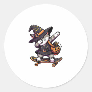 Sticker Rond Chat Meow Débat Sur Skateboard Apparel Enfants Hal
