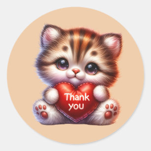 Sticker Rond Chat Merci mignon