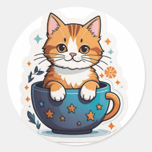 Sticker Rond Chat mignon