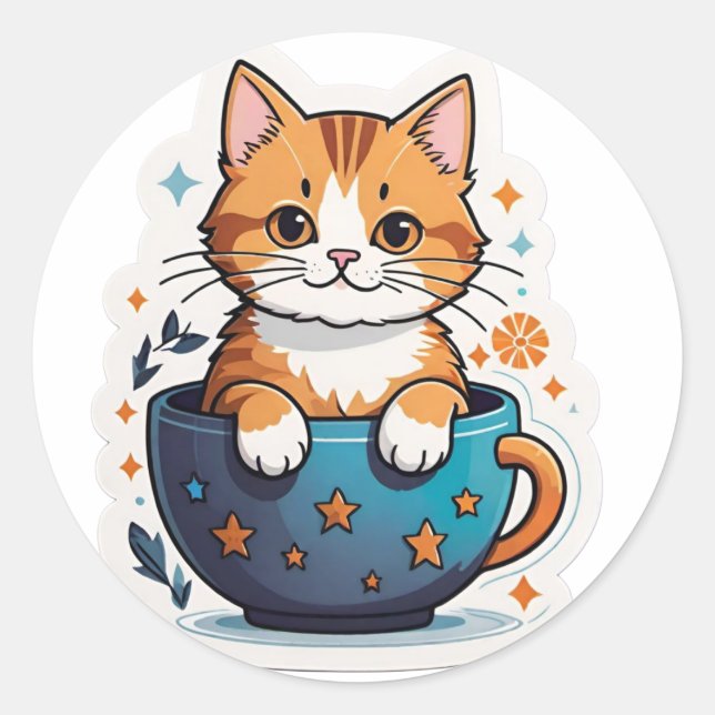 Sticker Rond Chat mignon (Devant)