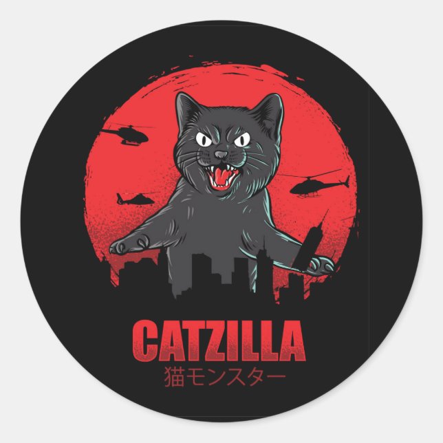 Sticker Rond Chat Monster Catzilla (Devant)