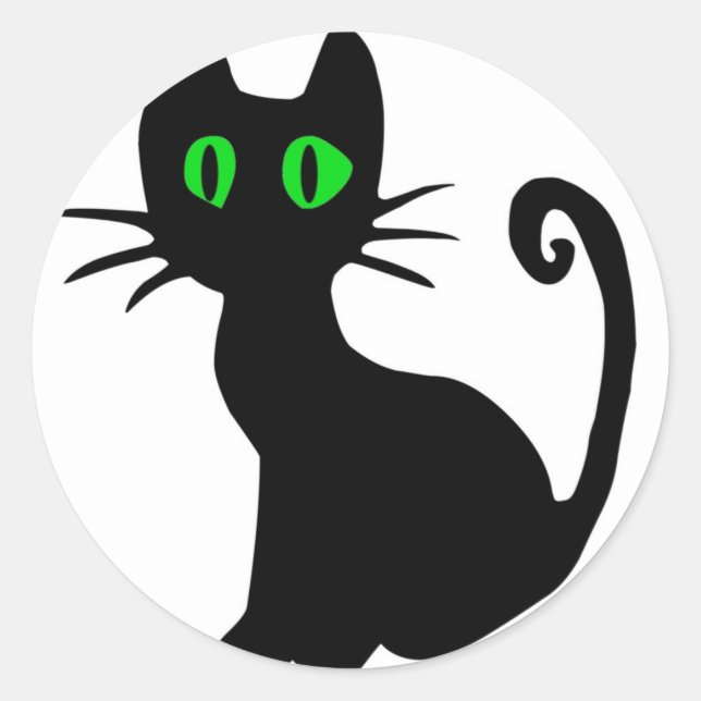 Sticker Rond Chat noir (Devant)