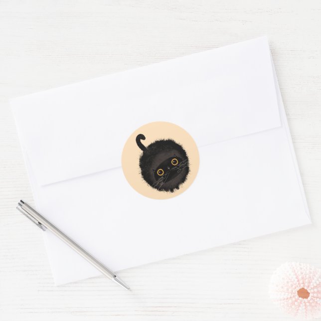Sticker Rond Chat noir (Enveloppe)
