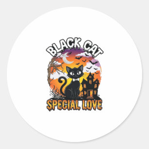 Sticker Rond Chat Noir Amour Spécial Halloween Maison Hantée Ch
