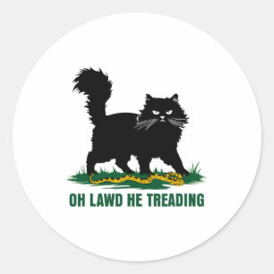 Sticker Rond Chat Noir Avec Serpent Oh Barbe Il Treading Nature