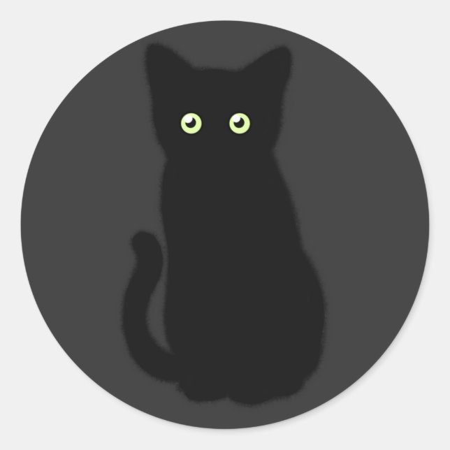 Sticker Rond Chat noir, chaton mignon, plaisir spottaculaire (Devant)