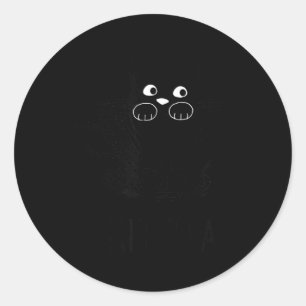 Sticker Rond Chat noir drôle Kit-Tea Graphique