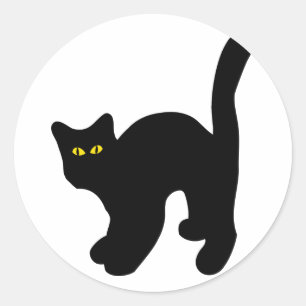 Sticker Rond chat noir en arrière