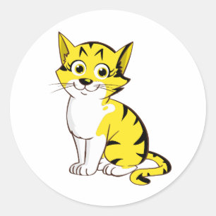 Sticker Rond Chat noir et jaune d'Anarkitty -