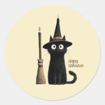 Chat noir fantaisiste Joyeux Halloween