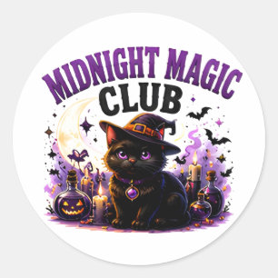Sticker Rond 🐈⬛ Chat Noir Magique Citation Halloween 🌙