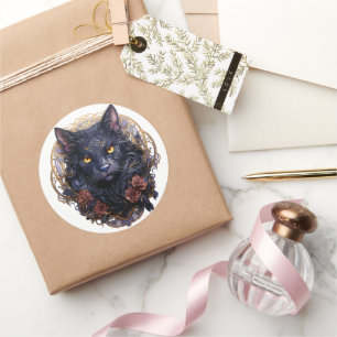 Sticker Rond Chat noir mystique