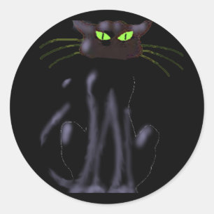 Sticker Rond CHAT NOIR par SHARON SHARPE