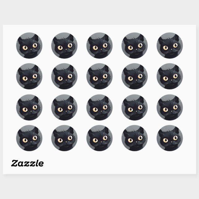 Sticker rond Chat Noir Personnaliser (Feuille)