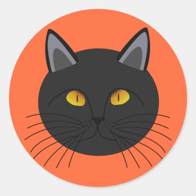 Sticker Rond Chat noir pour Halloween (Devant)