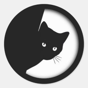 Sticker Rond Chat noir rusé
