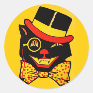 Sticker Rond Chat noir vintage