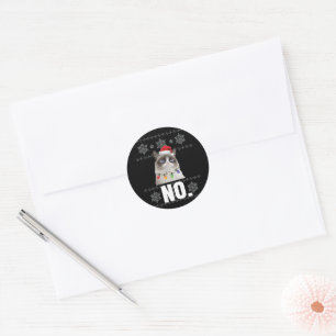 Sticker Rond Chat Non Grumpy Xmas Chats Pas De Vilains Cadeaux 