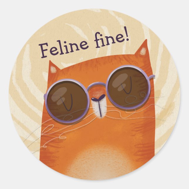 Sticker Rond Chat orange cool (Devant)