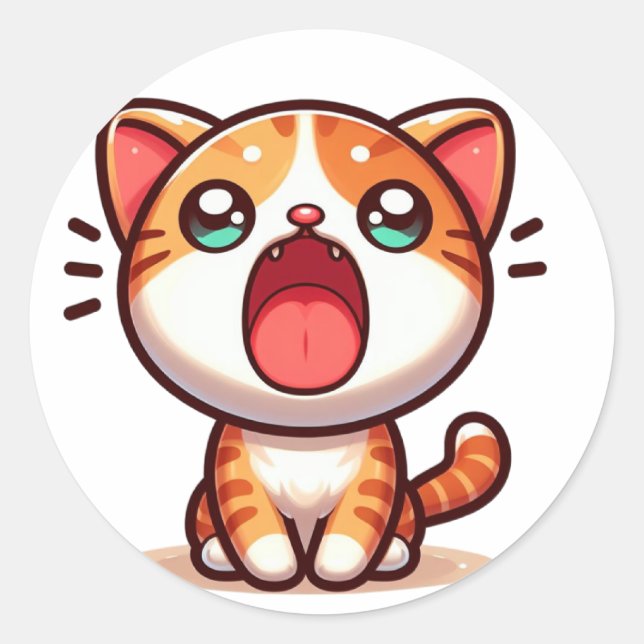 Sticker Rond Chat orange Kawaii (Devant)