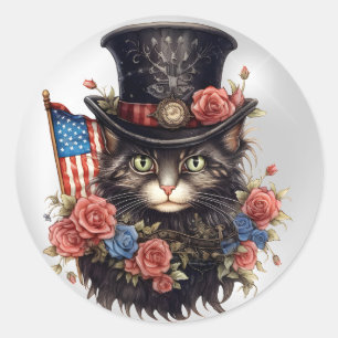 Sticker Rond Chat patriote étoilé