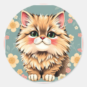 Sticker Rond Chat persan jouant