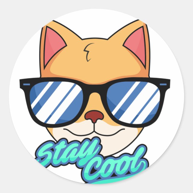 Sticker Rond Chat portant des lunettes de soleil (Devant)