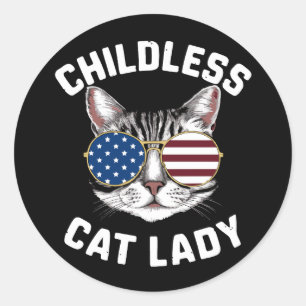 Sticker Rond Chat sans enfant Lady Kamala Harris 2024