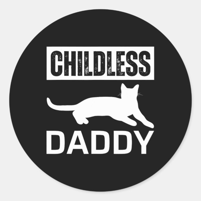 Sticker Rond Chat sans enfant papa 2024 (Devant)