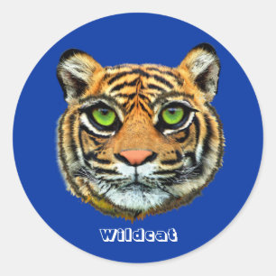 Sticker Rond Chat sauvage en bleu