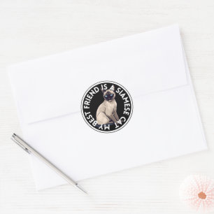 Sticker Rond Chat Siamese meilleur ami