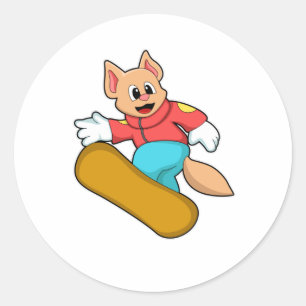 Sticker Rond Chat Snowboard Sports