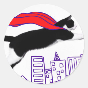 Sticker Rond Chat Superhero
