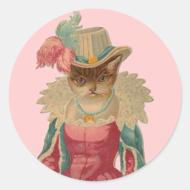 Sticker Rond Chat vintage (Devant)